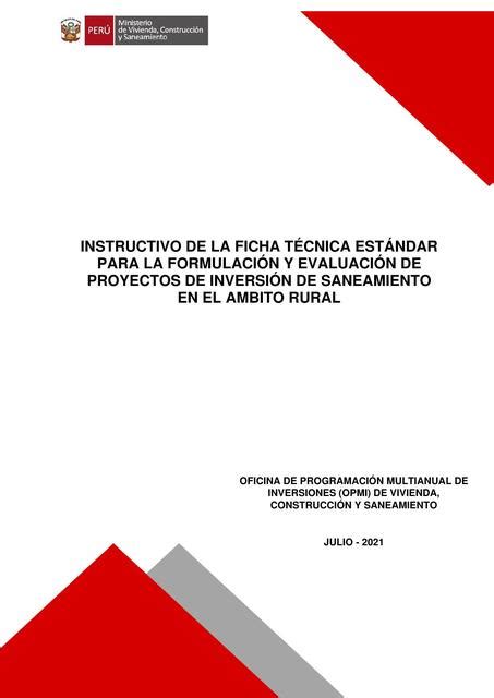 INSTRUCTIVO: FICHA TÉCNICA DE PROYECTOS DE INVERSIÓN.